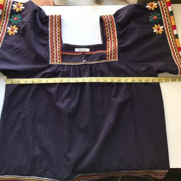 Madewell Dark Blue Embroidered Sandblossom Top Med - Picture 2 of 4